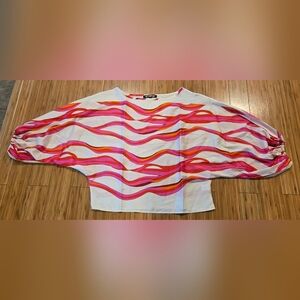 💚 NWT (In Bag) Megan Renee Colorful Wave Patterned Blouse